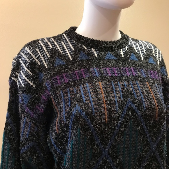 Vintage 80s New Era Sweater Kid Size XL Womens Size M Fuzzy Texture USA Made - Picture 6 of 16